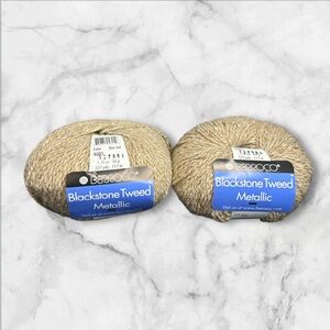 Berroco Blackstone Tweed Metallic color4601 tan, brown with gold Lot of 2 yarn